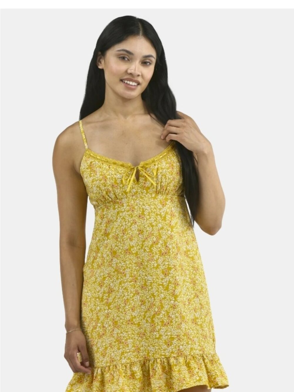 No Boundaries Women's A-Line Strappy Mini-Dress Apple Juice Combo color